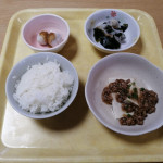 ご飯　豆腐のそぼろあんかけ　 里芋の田楽　胡瓜の酢の物
